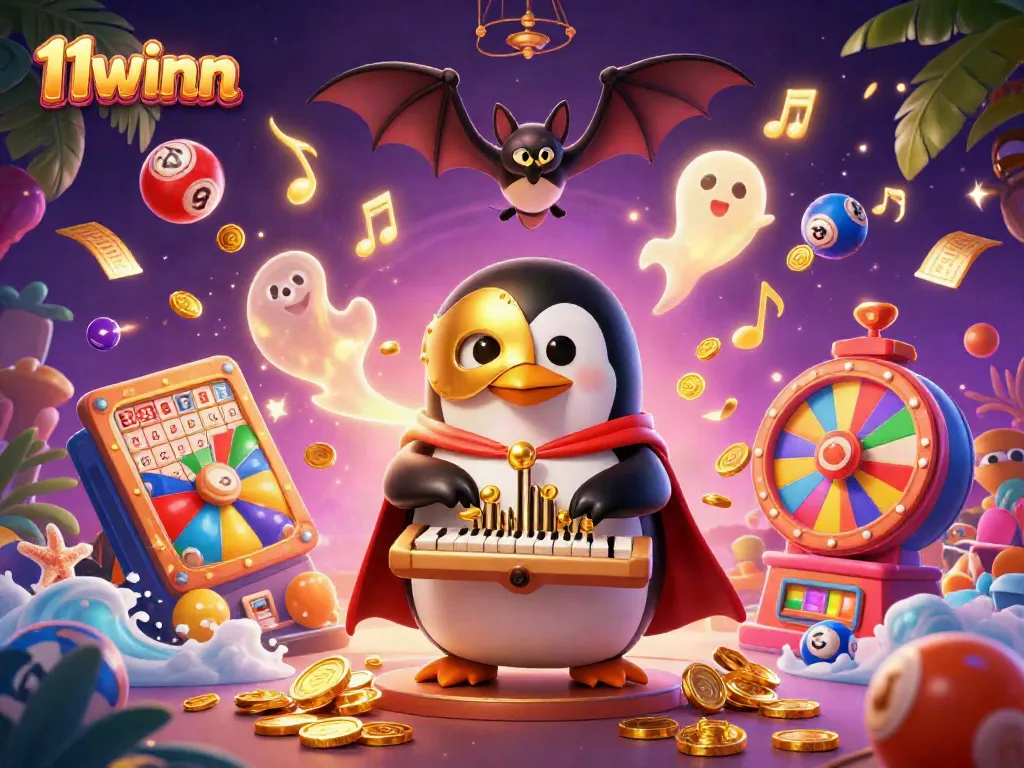 Engage with 11winn's thrilling casino experience, featuring a vibrant 3D illustration filled with excitement and winning elements.