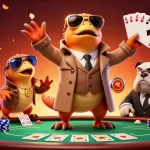 Three raptors in a trench coat hilarious attempt at casino entry at payid casinos with poker elements.
